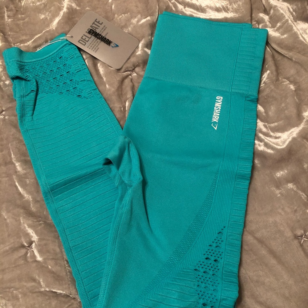 GYMSHARK ENERGY+ SEAMLESS LEGGINGS (AQUA - SMALL)